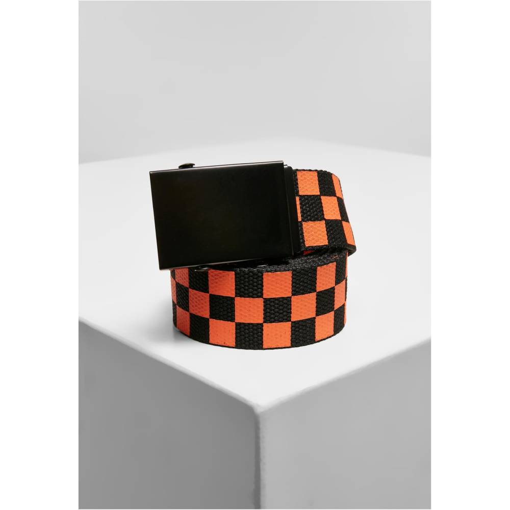 Urban Classics - Check and Solid 2-pack Canvas Gürtel - Schwarz/Orange